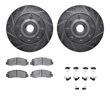 DYNAMIC FRICTION CO 7412-54088, Rotors-Drilled and Slotted-Silver w/Ultimate Duty Brake Pads incl. Hardware, Zinc Coated 7412-54088